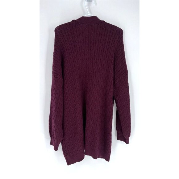 NWT LAURA Petites Chunky Knit Ribbed Burgundy Long Cardigan Knitted Jacket Sz XL - Picture 4 of 16